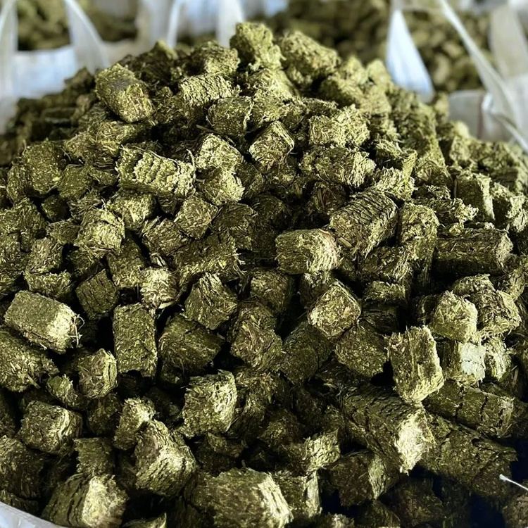 Bulk totes of alfalfa cubes